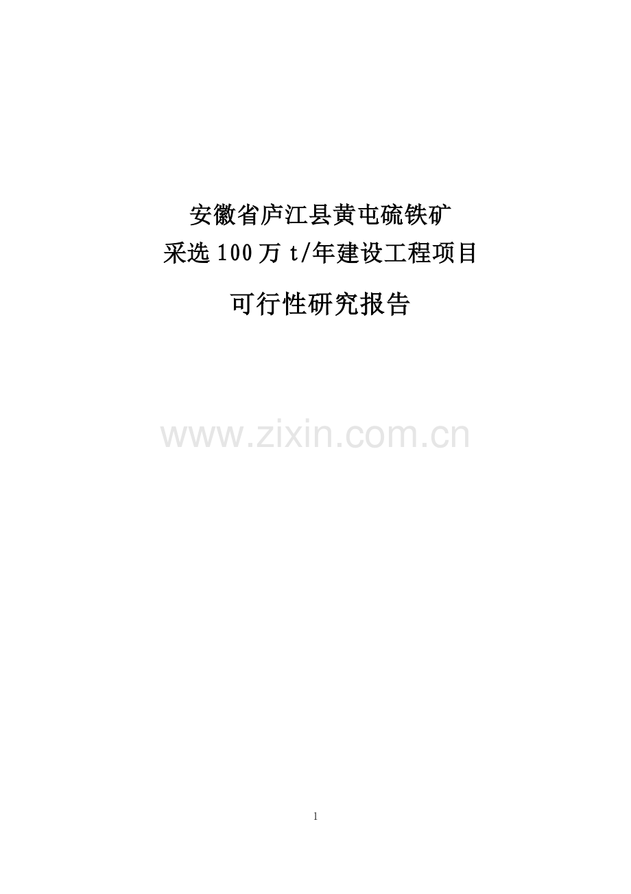 采选100万t年建设工程项目可行性研究报告.doc_第1页