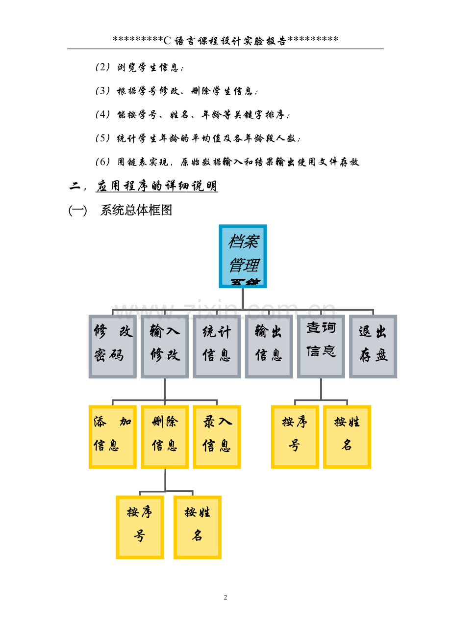 c语言课程设计学生档案管理系统实验报告.doc_第3页