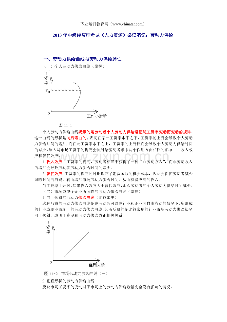 中级经济师考试人力资源必读笔记劳动力供给.doc_第1页