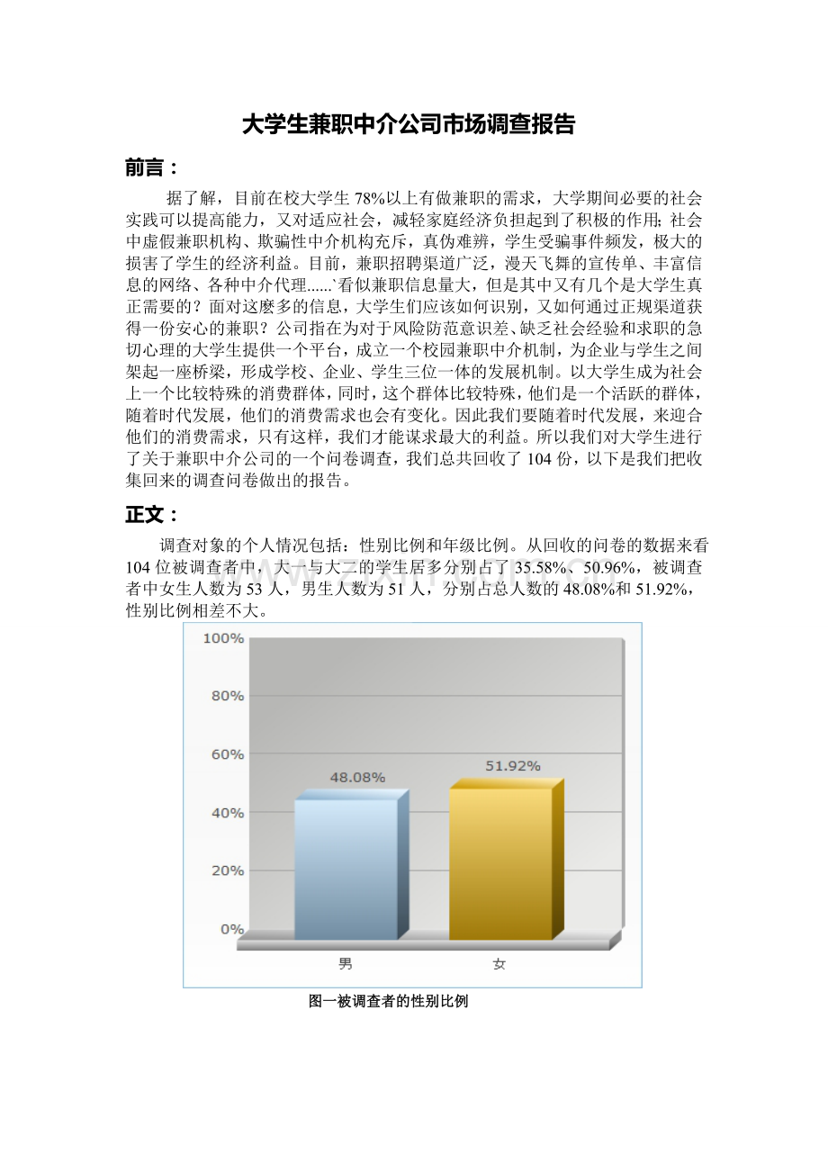 大学生兼职中介公司市场调查报告.doc_第1页