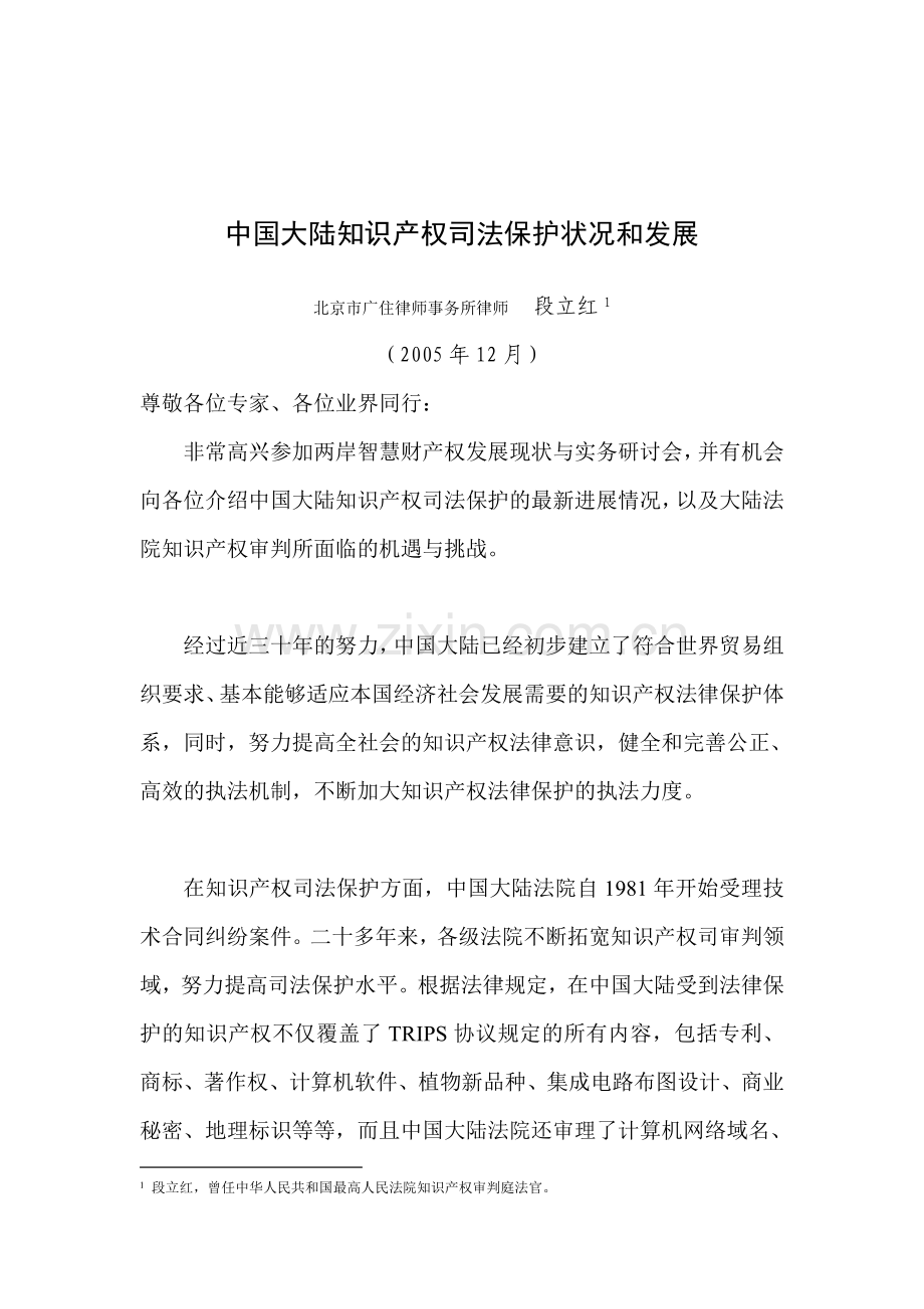 中国知识产权保护状况和面临的挑战.doc_第1页