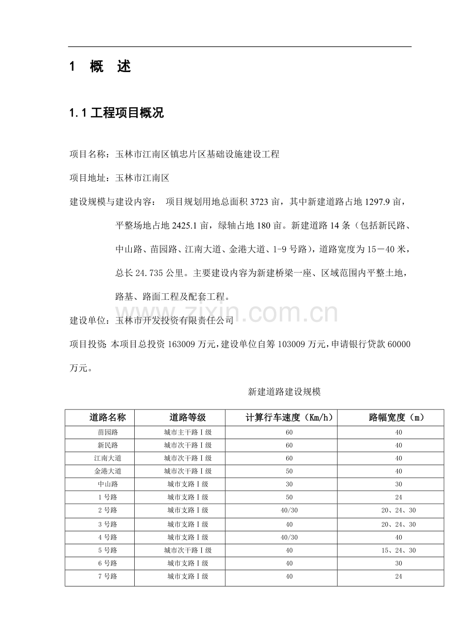 玉林市江南区镇忠片区基础设施建设工程申请建设可行性研究报告.doc_第1页