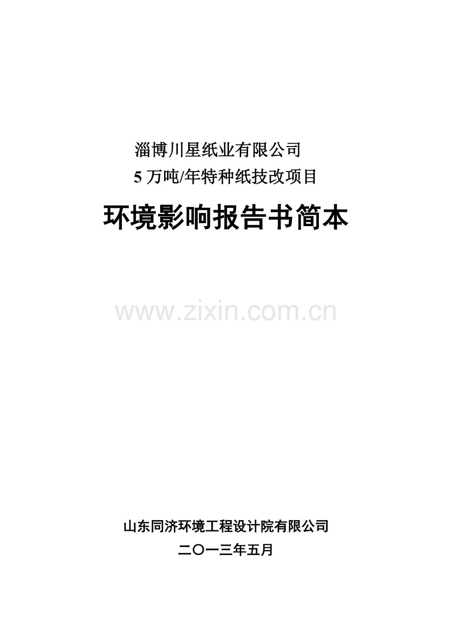 5万吨年特种纸技改项目环境影响评价报告书.doc_第1页