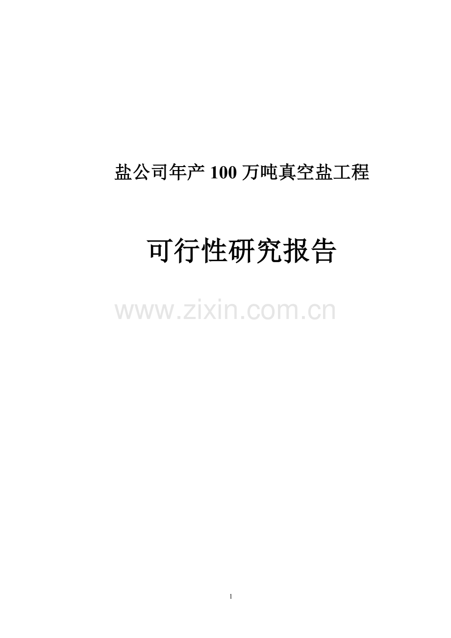 年产100万吨真空盐工程项目可行性研究报告.doc_第1页