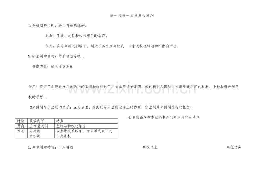 2023年新版高一历史必修一知识点总结.doc_第1页