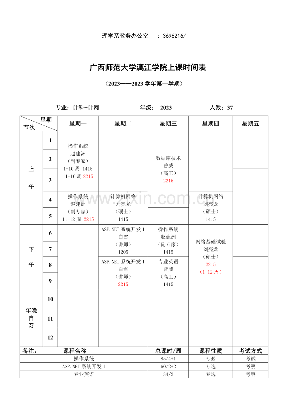 2023年上学期数学计算机课程表定稿.doc_第2页