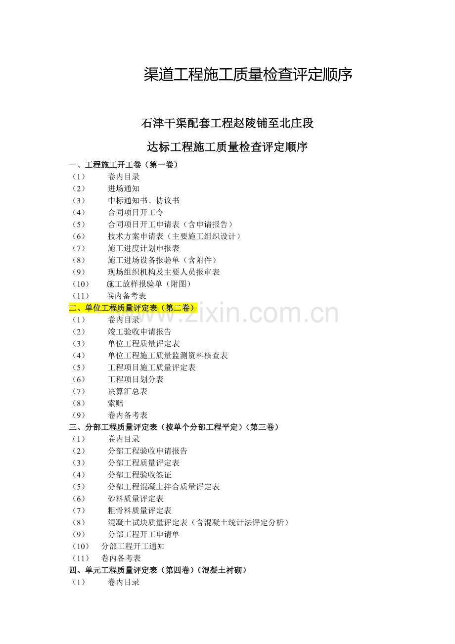 渠道工程施工质量检查评定顺序.doc_第1页