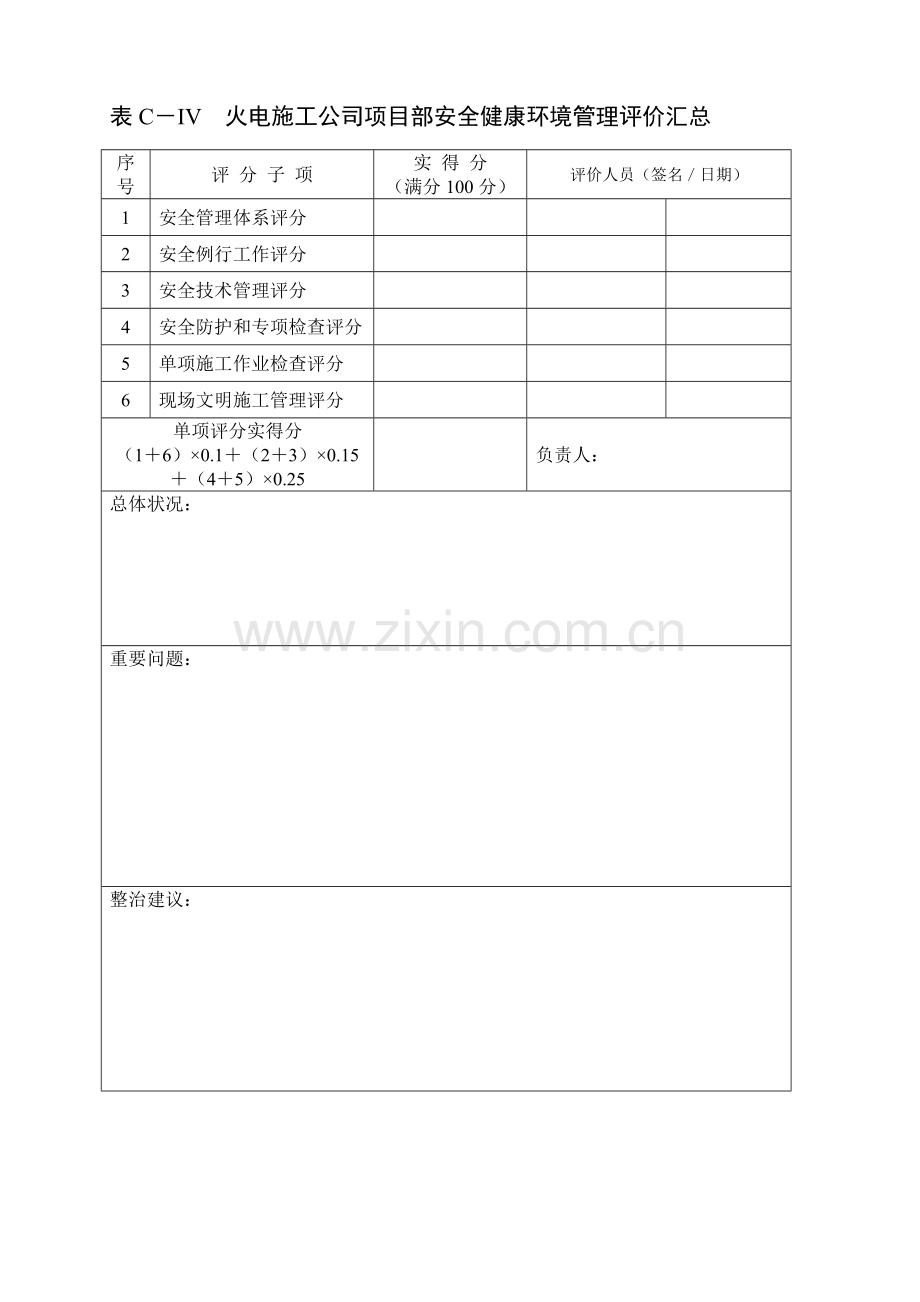 火电施工企业项目部安全健康环境管理评价汇总.doc_第1页