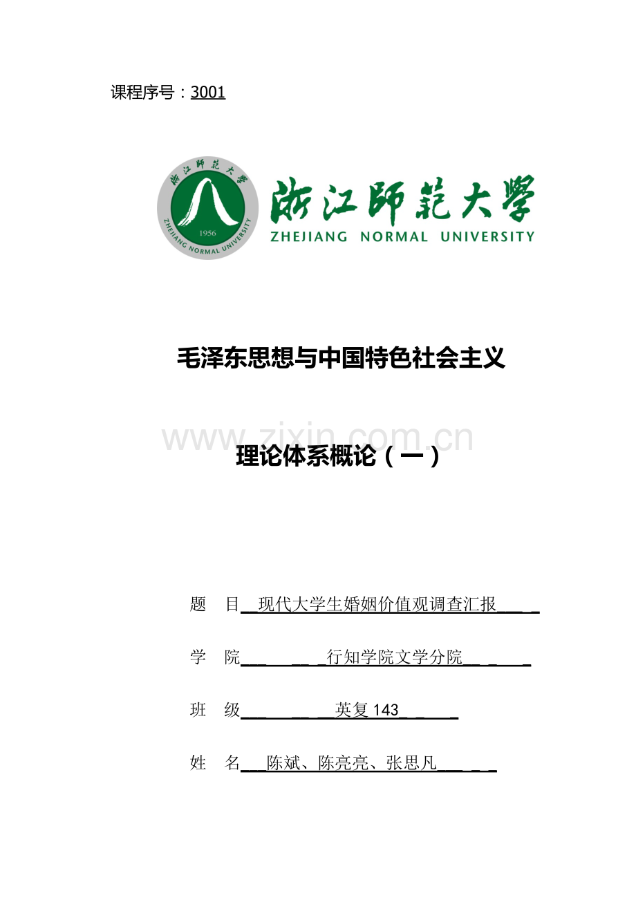 调查报告当代大学生的婚姻价值观.docx_第1页