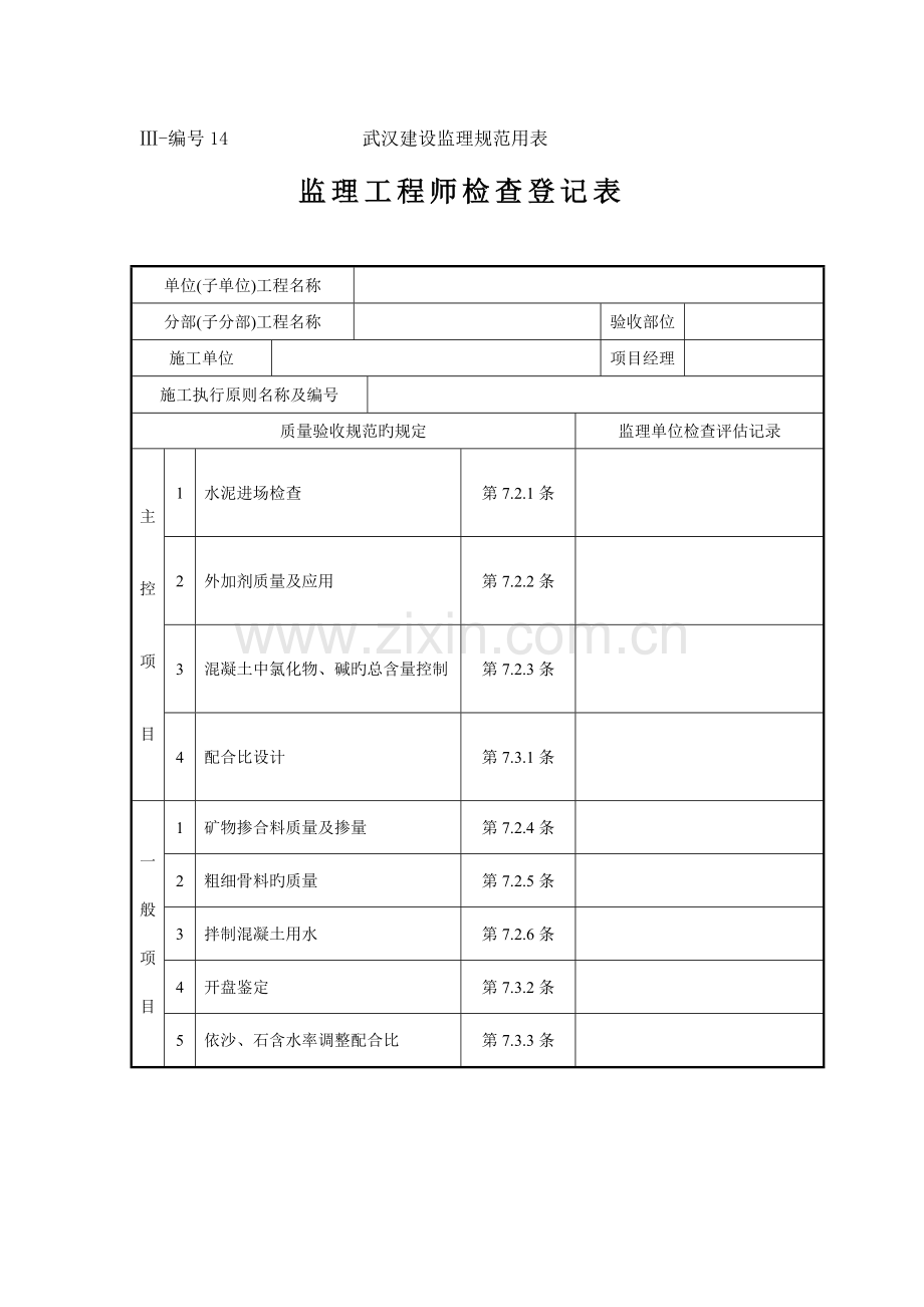 2023年监理工程师检查记录表.doc_第1页