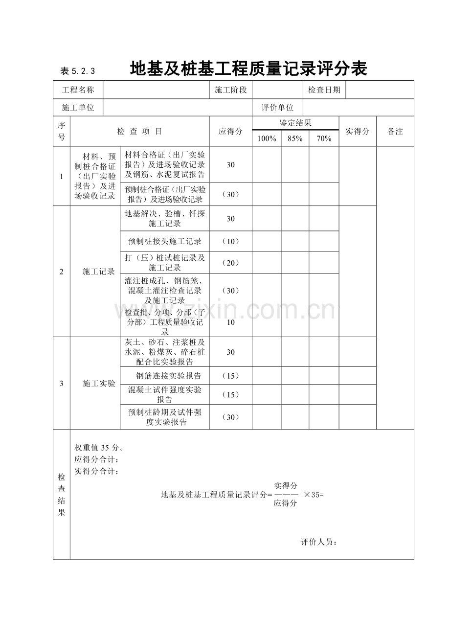 建筑工程施工质量评价标准评分表格.doc_第3页