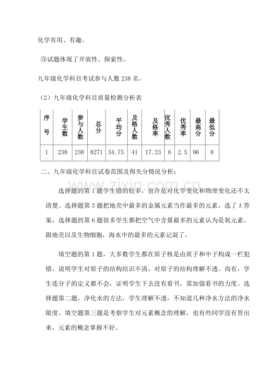 九年级化学质量分析与评价报告.doc_第2页