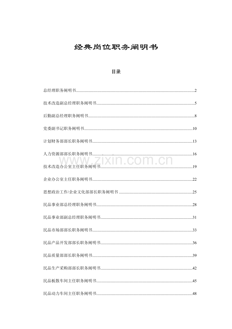 公司典型岗位职务说明书汇总.doc_第1页