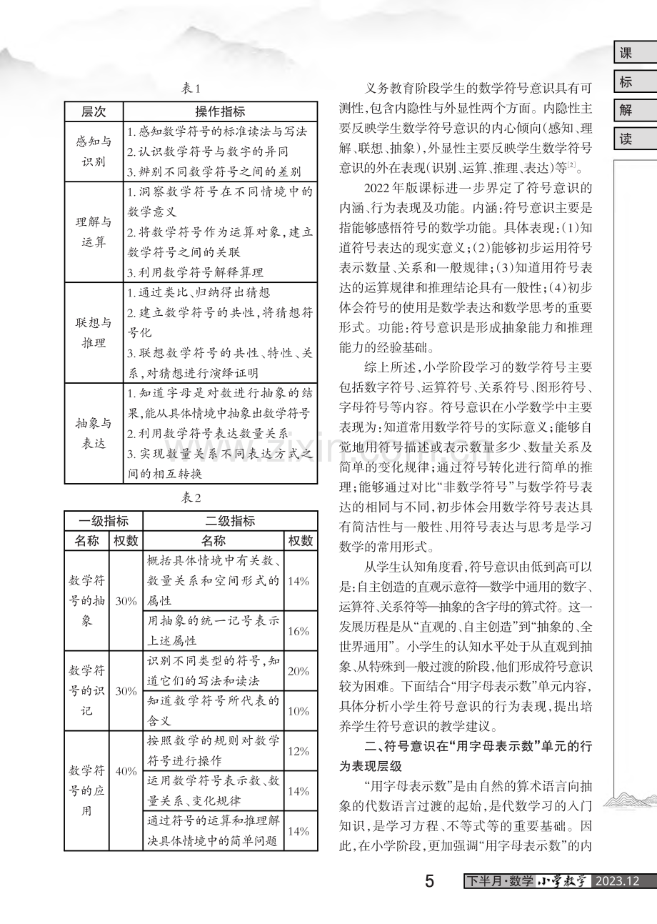 符号意识的内涵、行为表现及教学建议——以“用字母表示数”单元为例.pdf_第2页