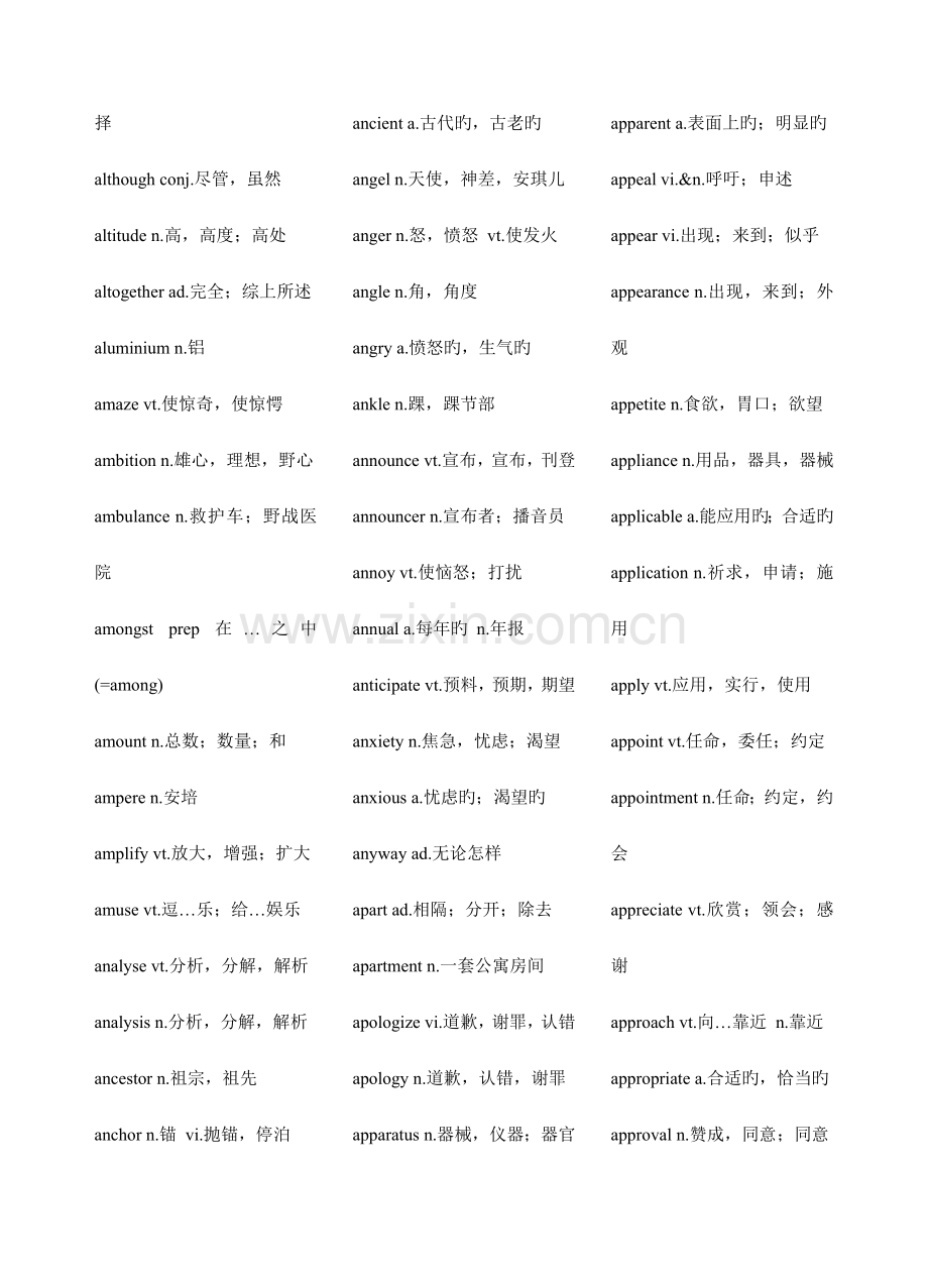 2023年大学英语四级词汇表顺序完整版.doc_第3页