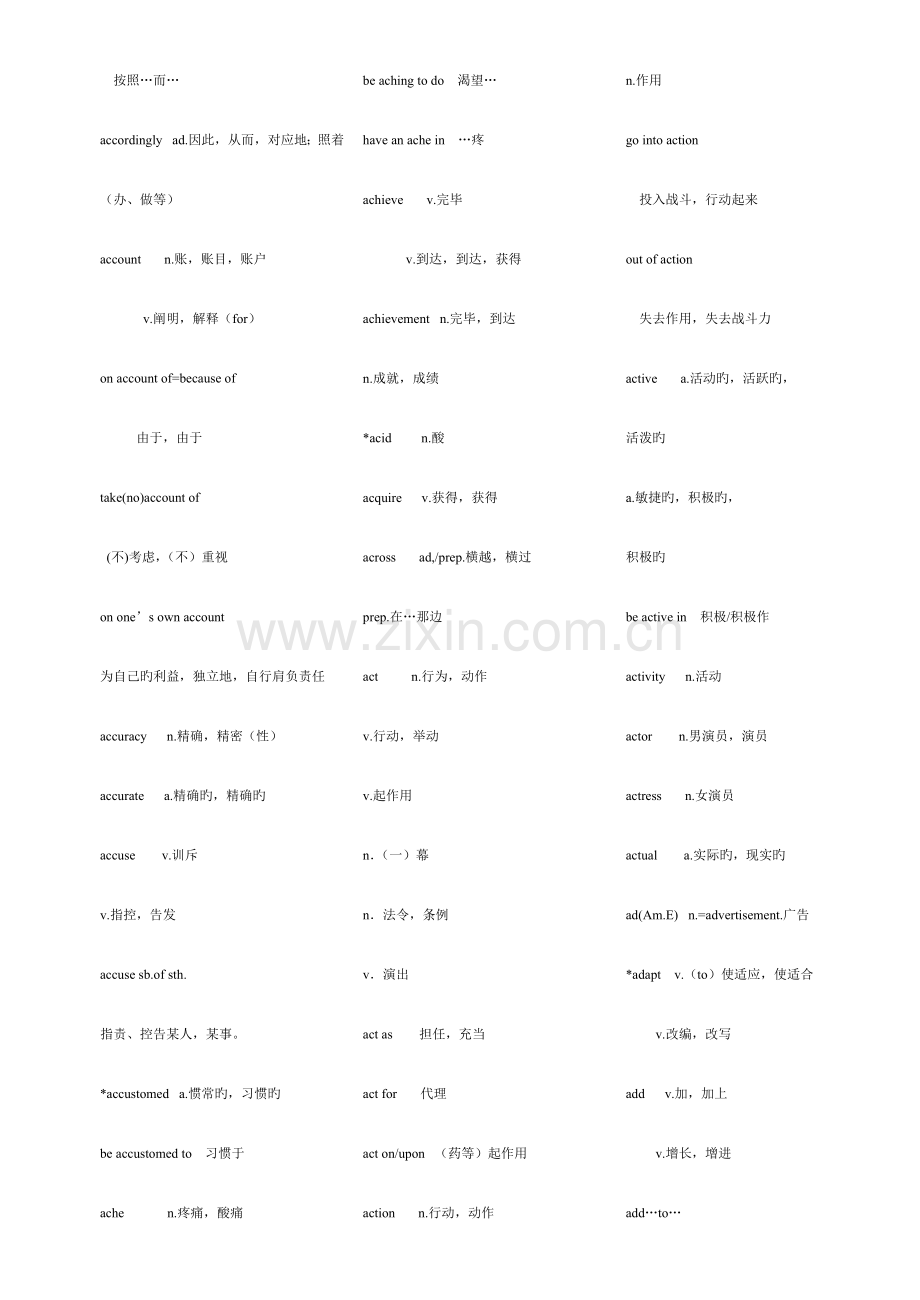 2023年成人本科生学士学位英语课程词汇表短语表A.doc_第2页