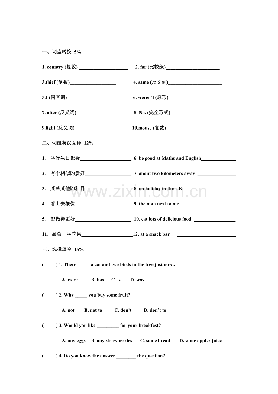 2023年新译林牛津小升初英语试卷模拟卷九.doc_第3页