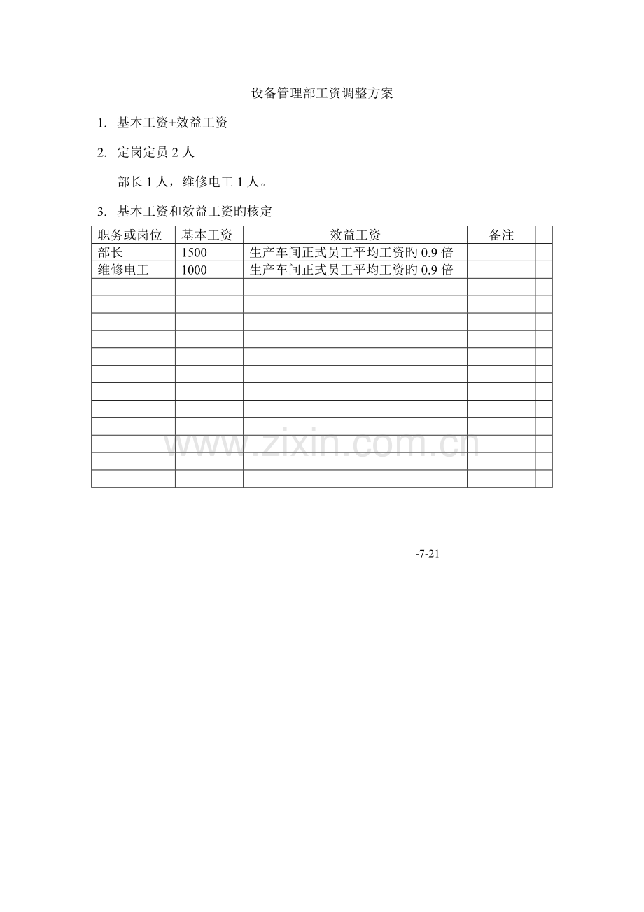 设备管理部工资调整方案.doc_第1页