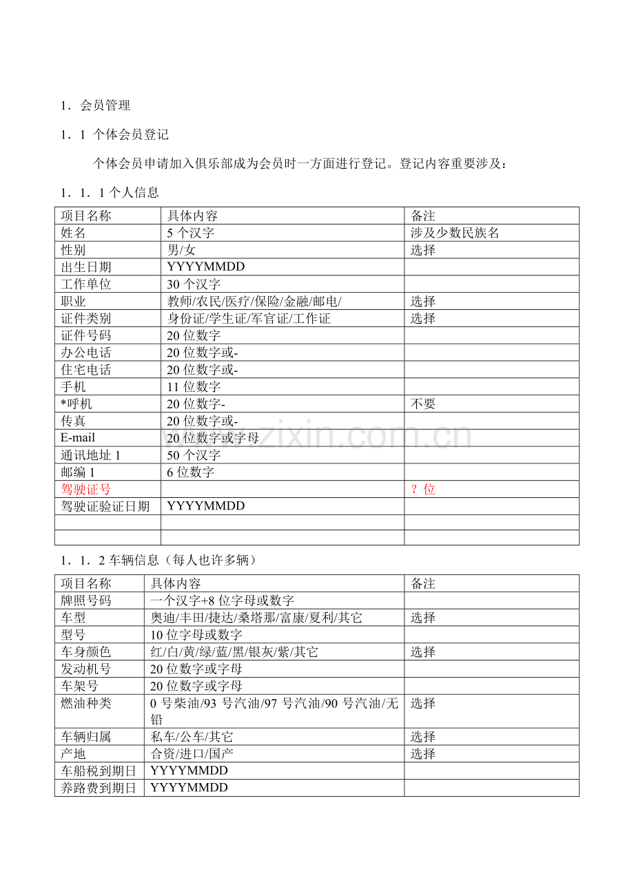 汽车俱乐部管理信息系统需求分析说明书.doc_第2页