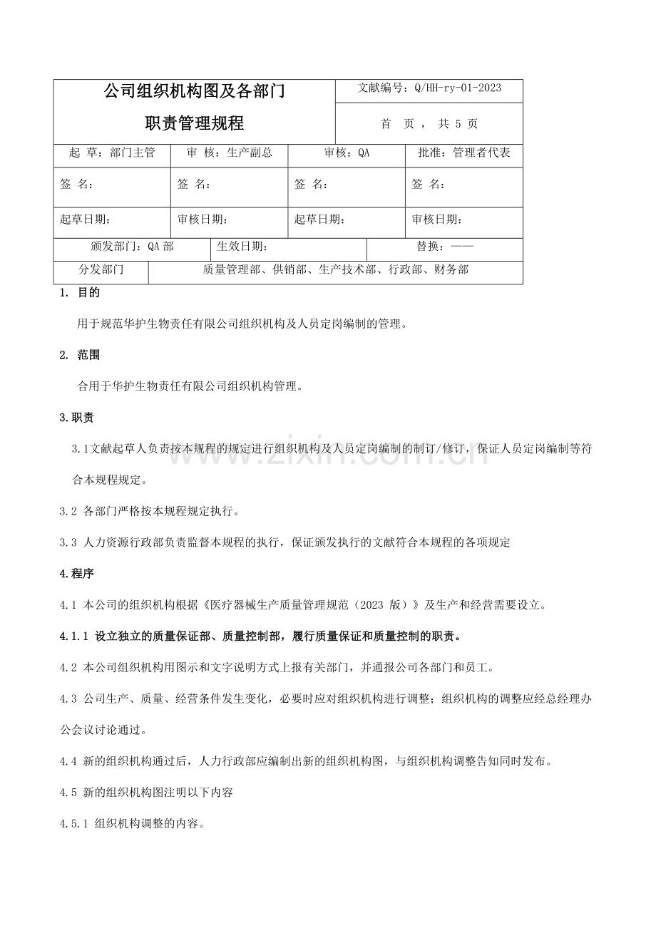 公司组织机构图及各岗位职责权限.doc_第1页