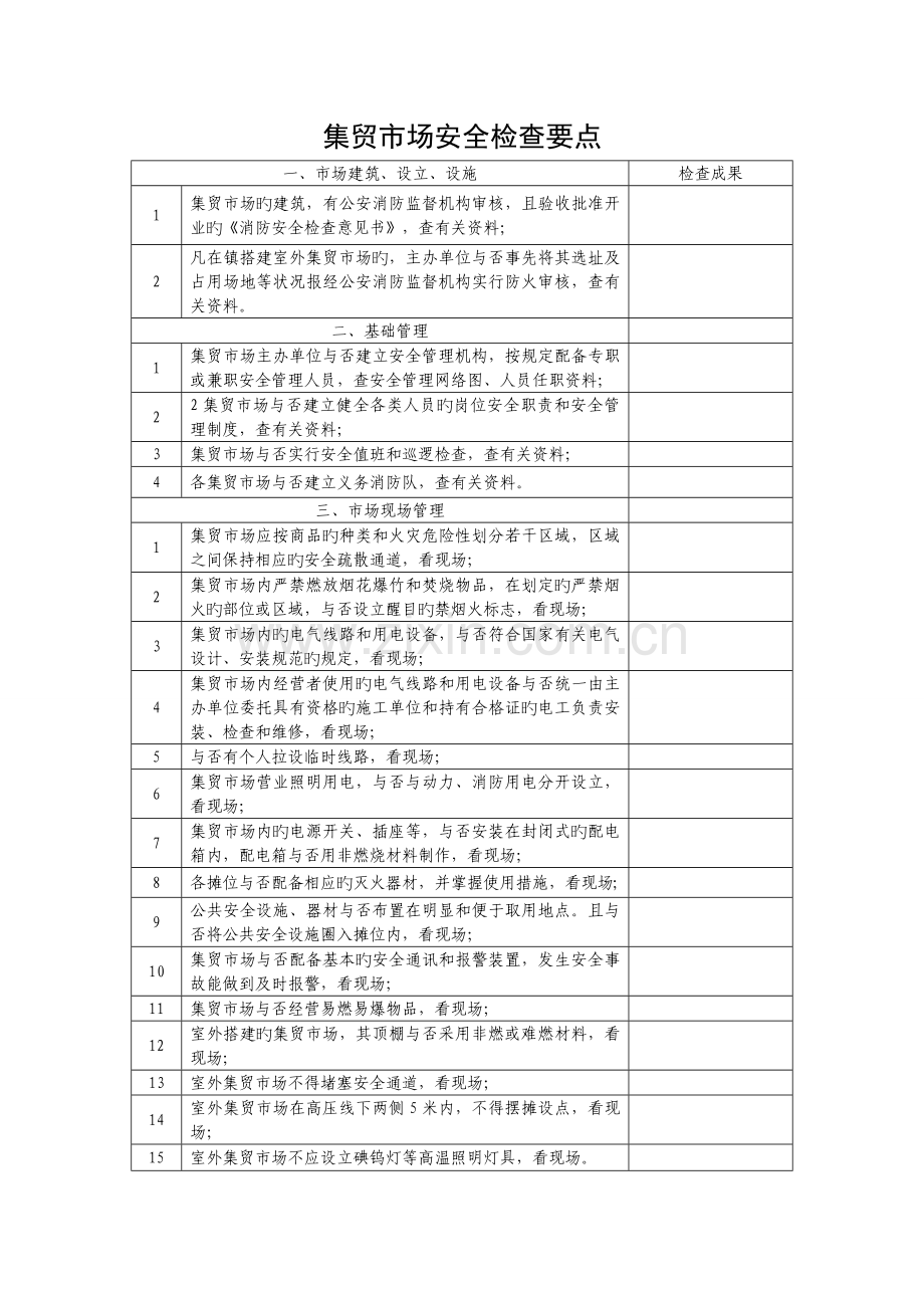 集贸市场商场宾馆公众等安全检查要点.doc_第1页