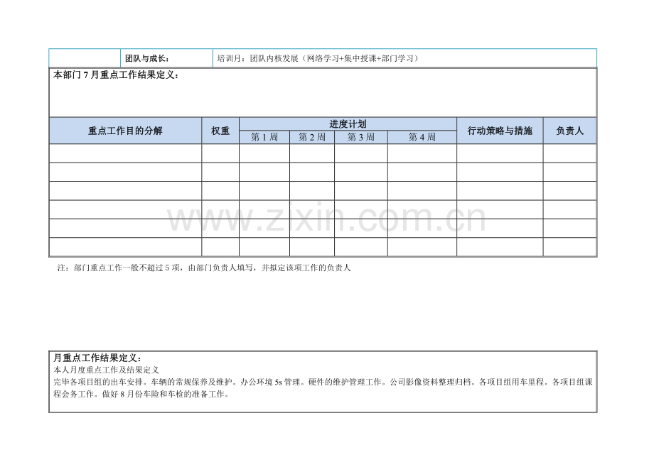 部门月度工作重点计划表模板.doc_第2页