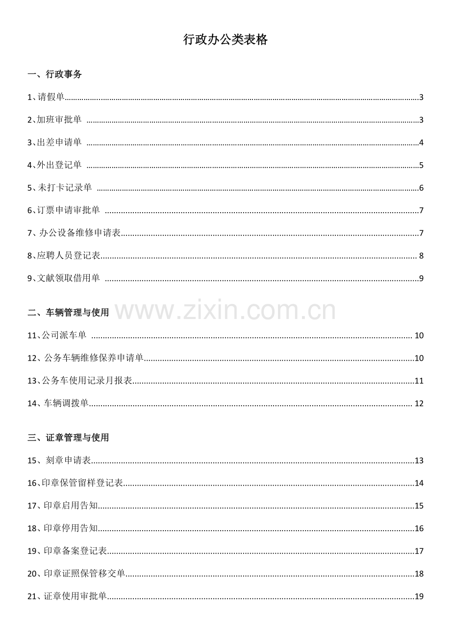 行政办公类表格汇总.docx_第1页