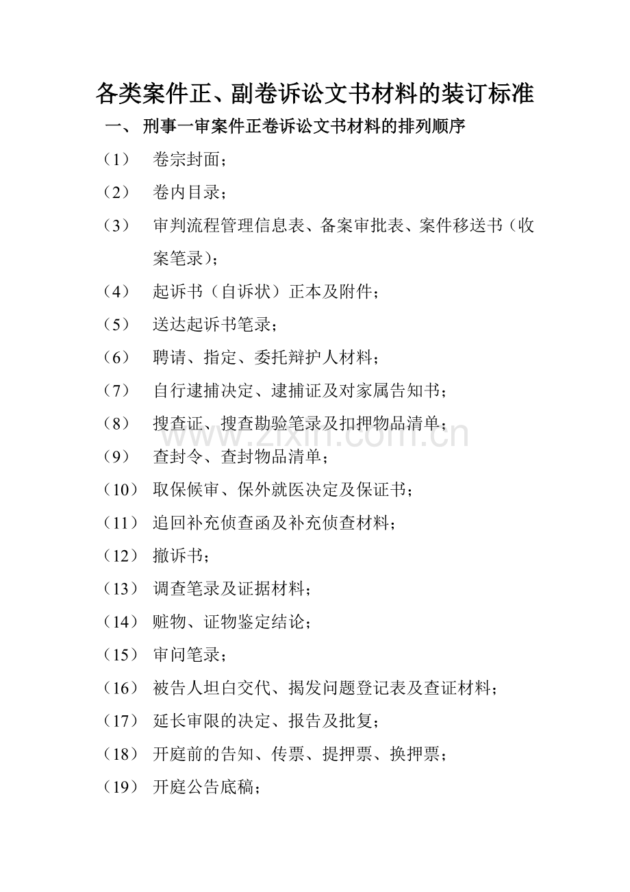 各类案件正副卷诉讼文书材料的装订标准.doc_第1页