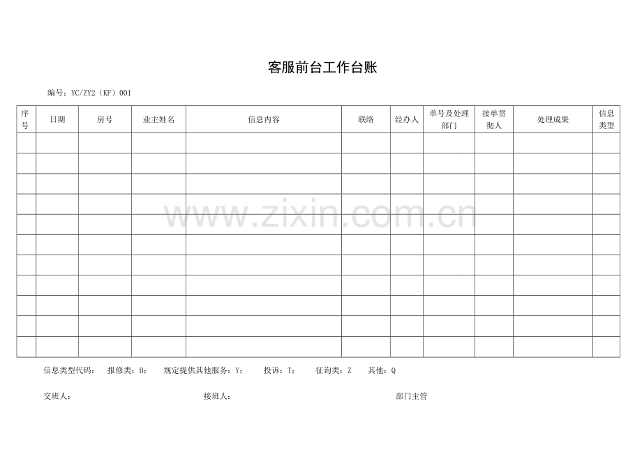 2023年客服部记录全套表单.doc_第1页