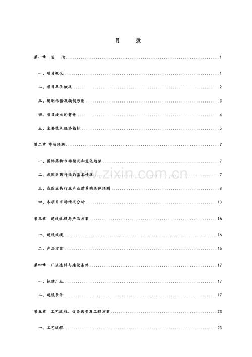 药业有限公司综合制剂车间建设项目可行性研究报告.doc