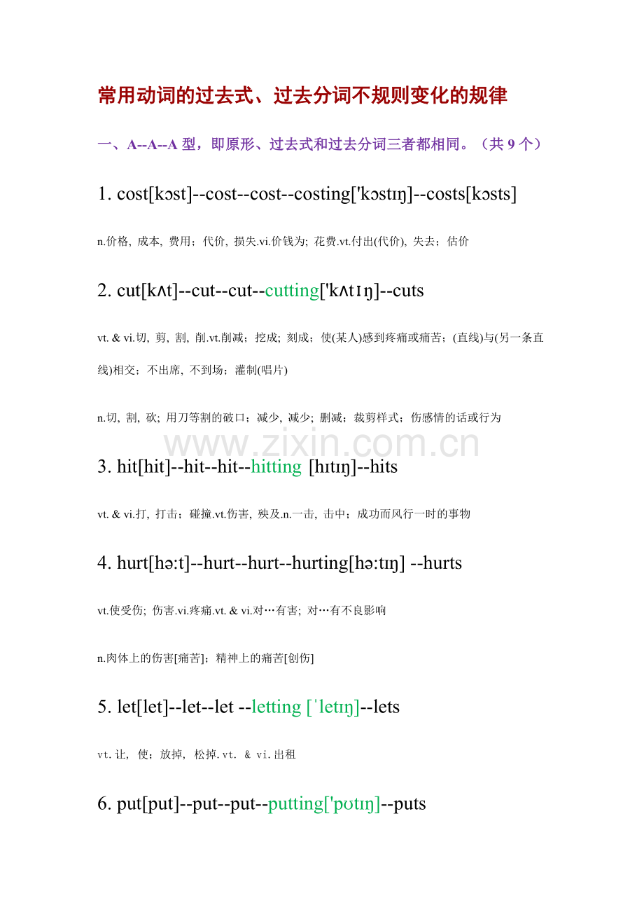 不规则英语动词过去式与过去分词表.doc_第1页