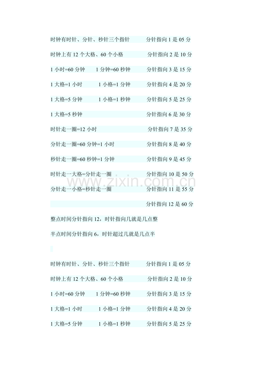 2023年时钟知识点整理数学.doc_第1页