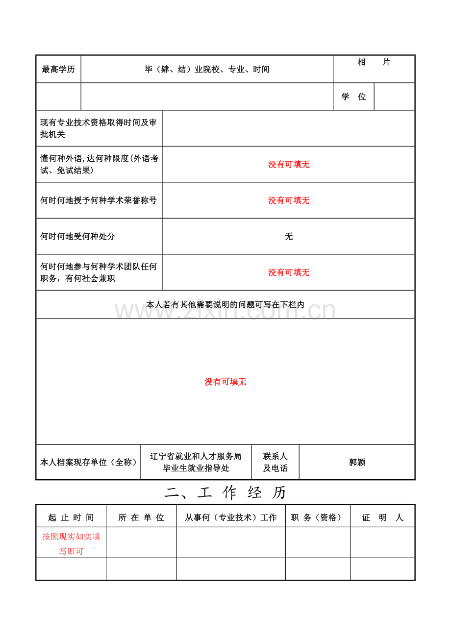 辽宁省专业技术资格评定表模板.doc_第3页