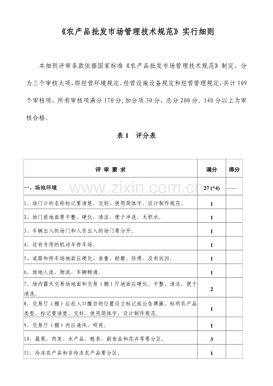 农产品批发市场管理技术规范实施细则.doc_第1页