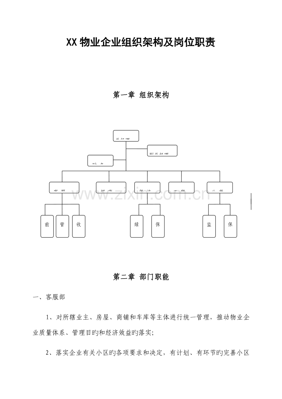 物业公司组织架构及岗位职责.docx_第1页