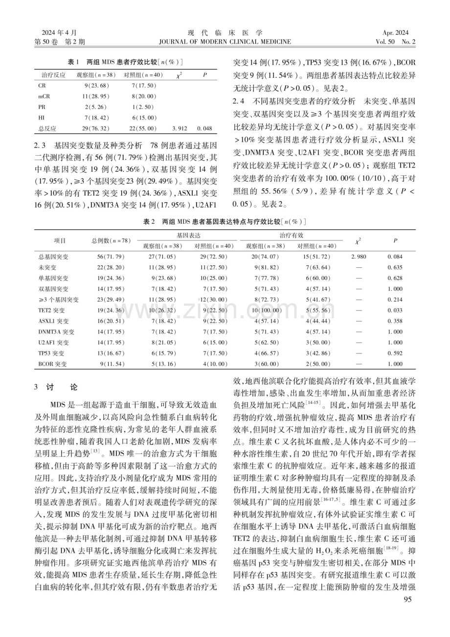 地西他滨联合维生素C治疗骨髓增生异常综合征的疗效及机制.pdf_第3页