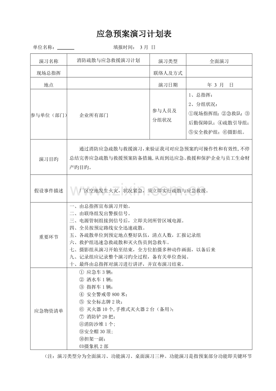 消防应急预案演练计划表.doc_第1页