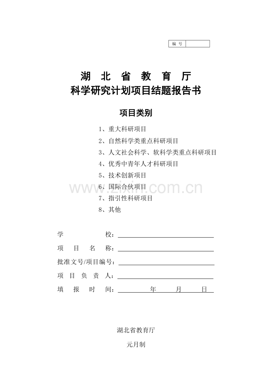 湖北省教育厅科学研究计划项目结题报告书.doc_第1页