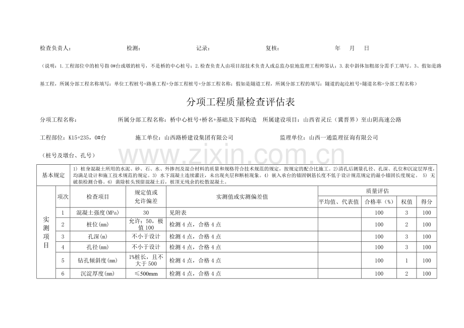 单位分部分项工程评定表.doc_第2页