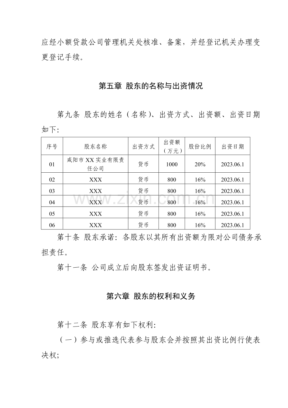 小额贷款有限责任公司章程草案.doc_第3页