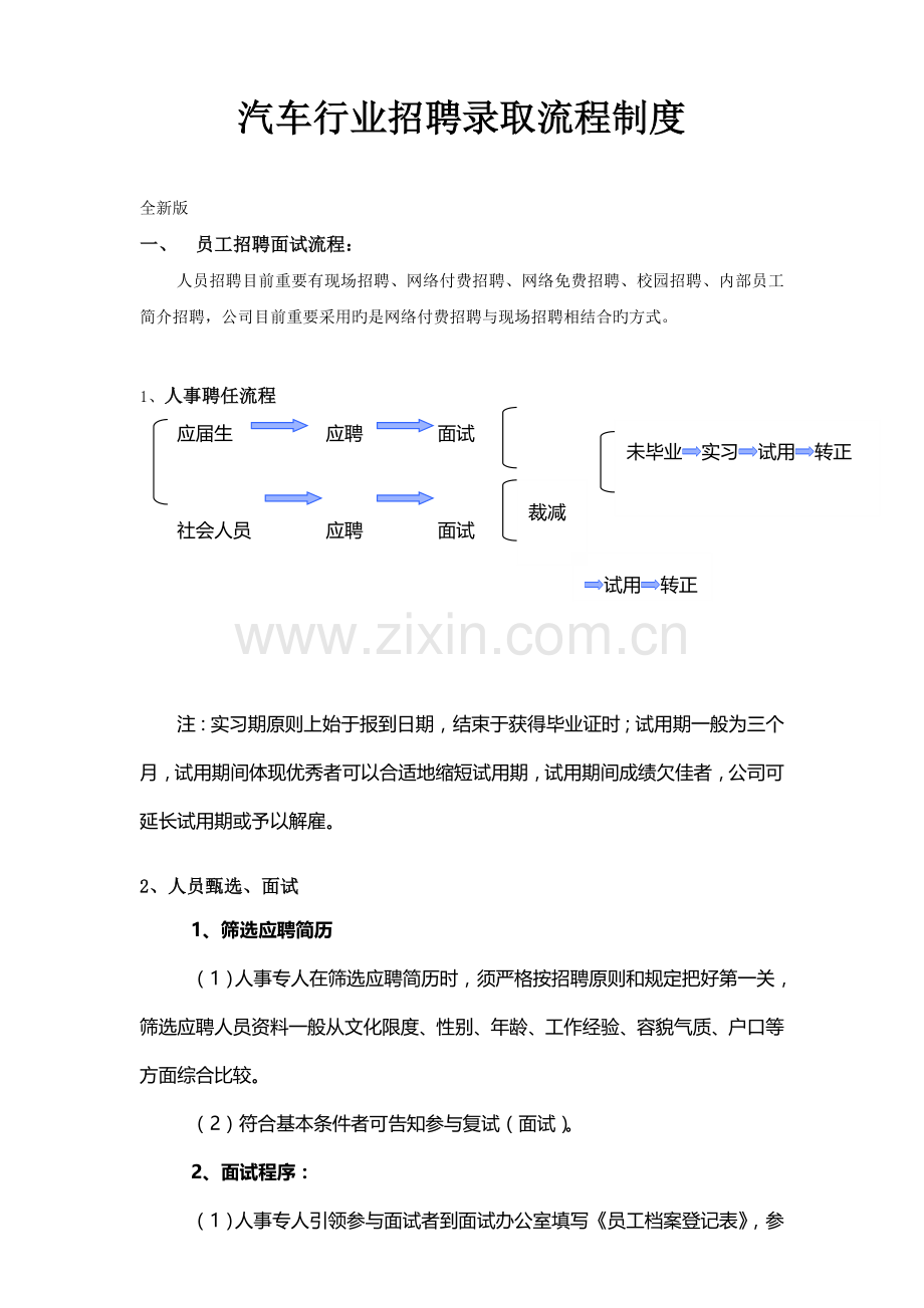 汽车行业招聘录用流程制度(全新).doc_第1页