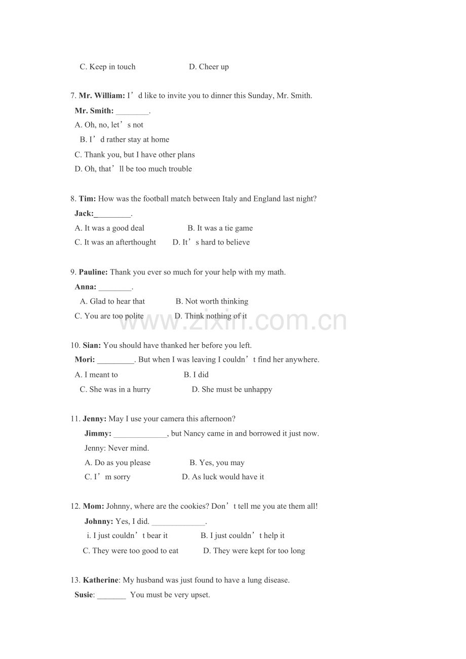 云南成人高等教育学士学位外语水平考试模拟试题一.doc_第2页