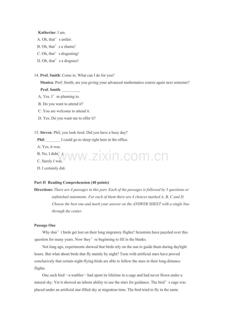 云南成人高等教育学士学位外语水平考试模拟试题一.doc_第3页