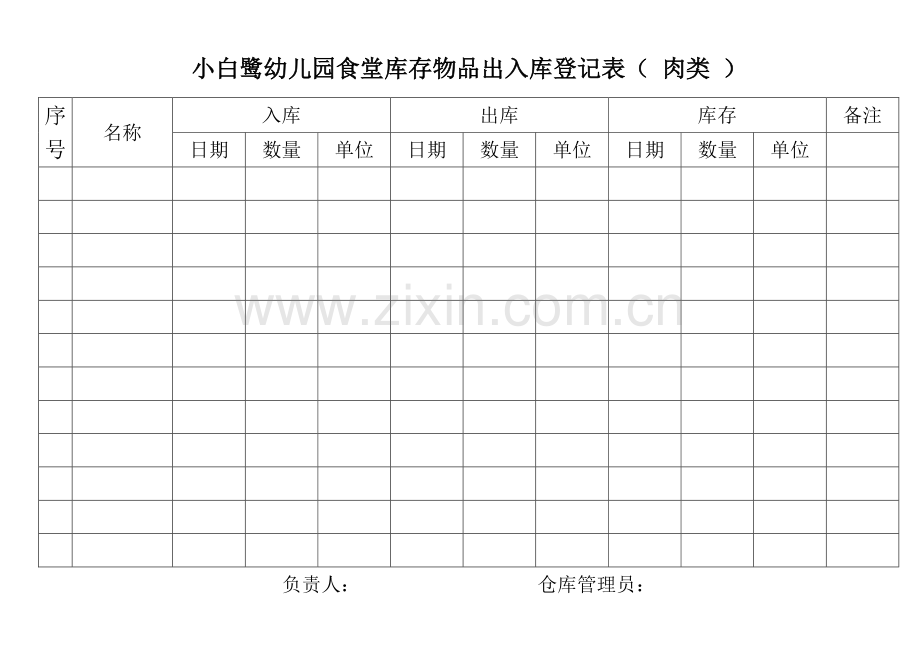 小白鹭幼儿园食堂库存物品出入库登记表.doc_第2页