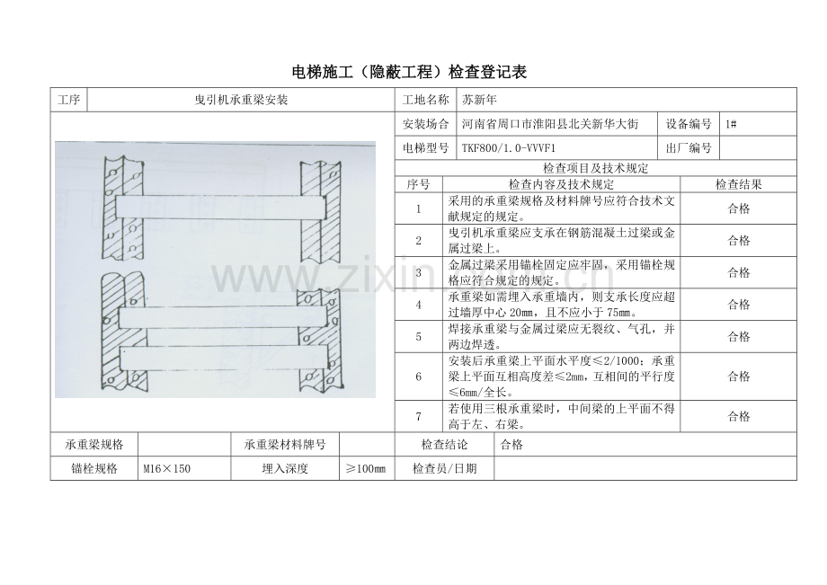 电梯安装隐蔽工程验收记录表.doc_第1页