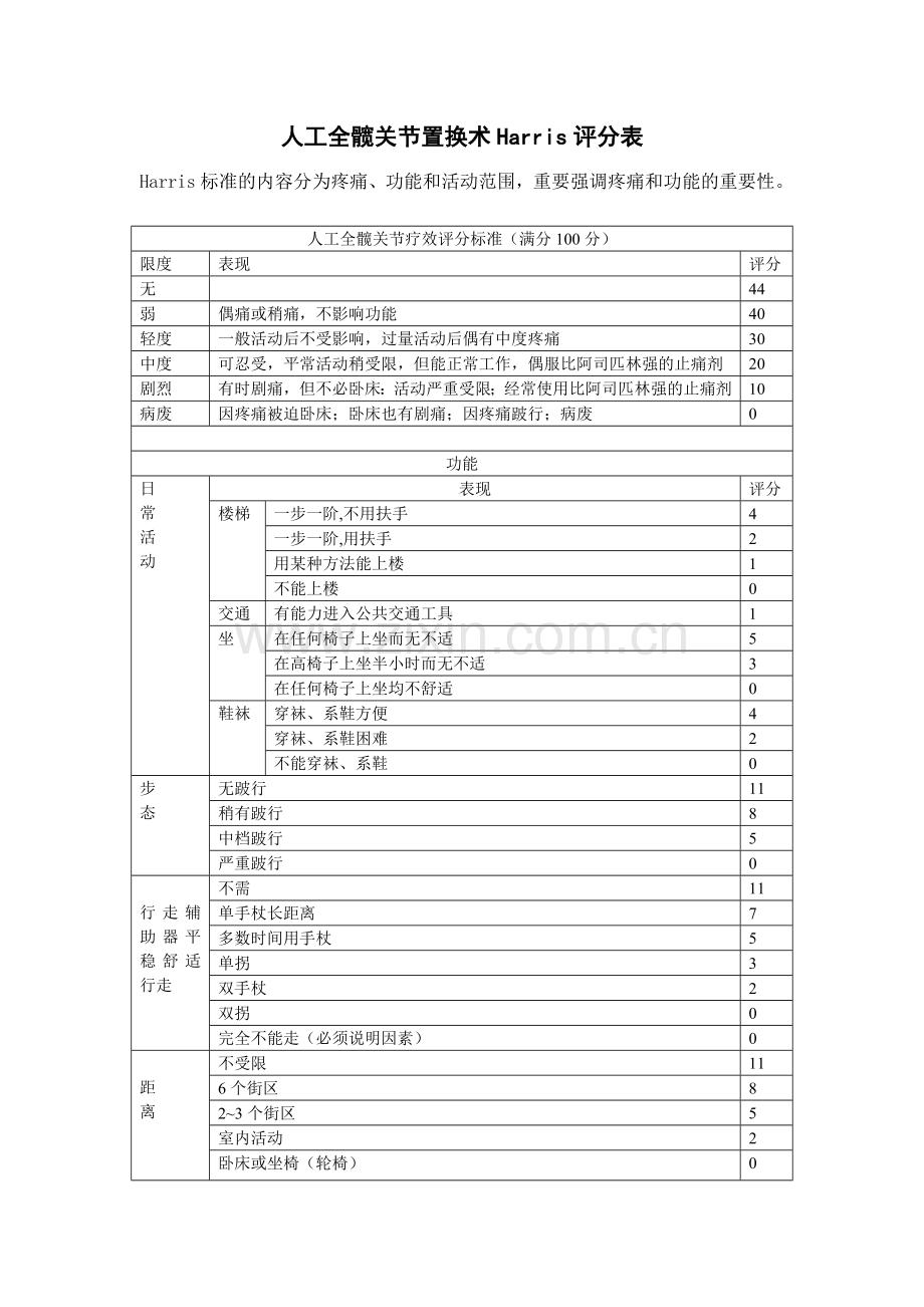 人工全髋关节置换术评分表.doc_第1页