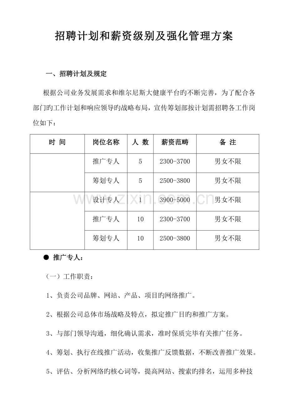 招聘计划和薪资级别及强化管理方案.docx_第3页