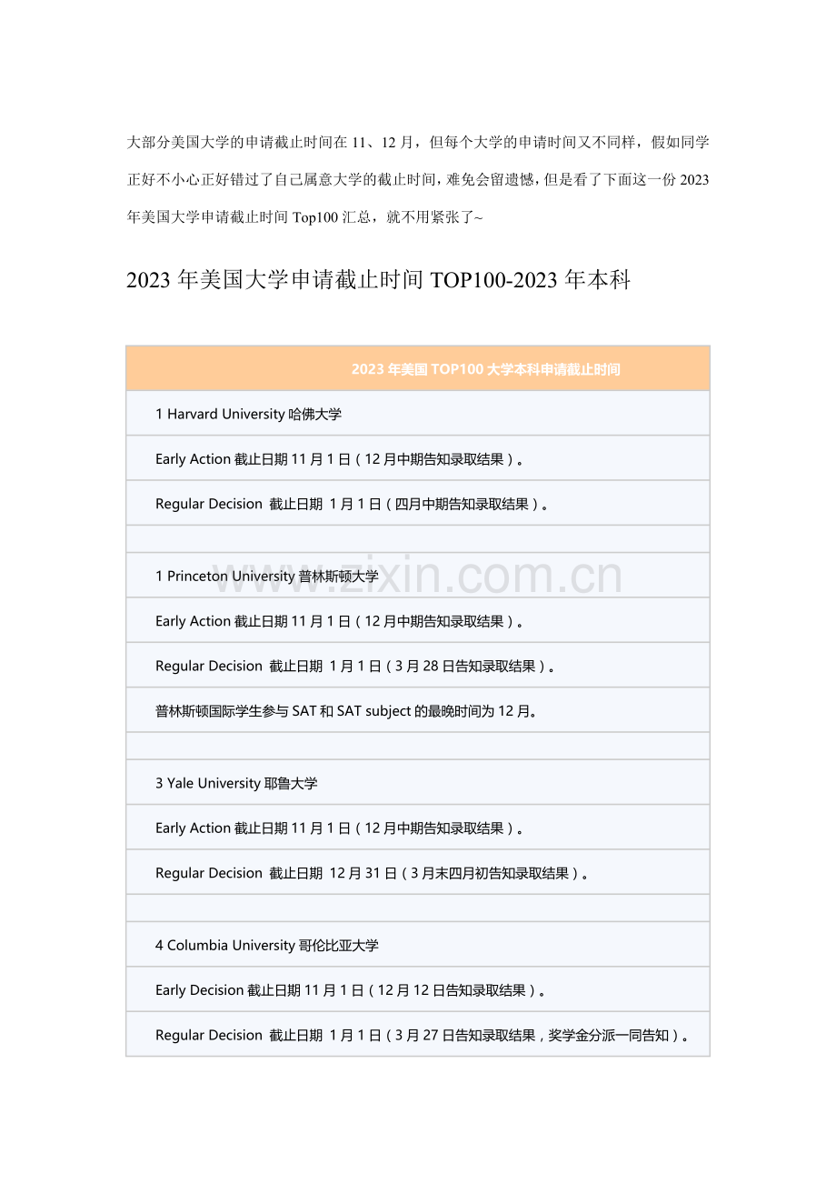 美国大学申请截止时间汇总以本科为例.doc_第1页