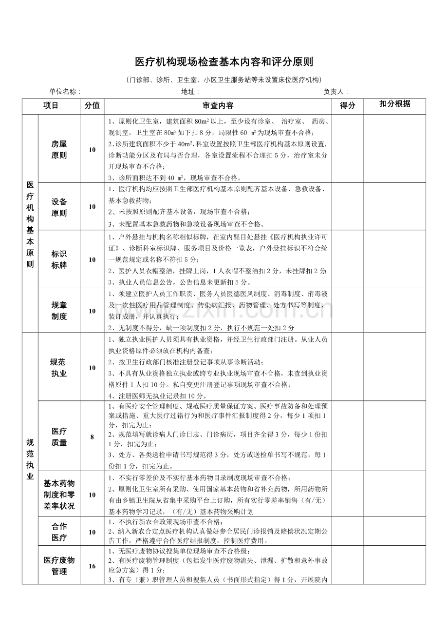 岳西医疗机构校验现场审查基本内容和评分标准.doc_第3页