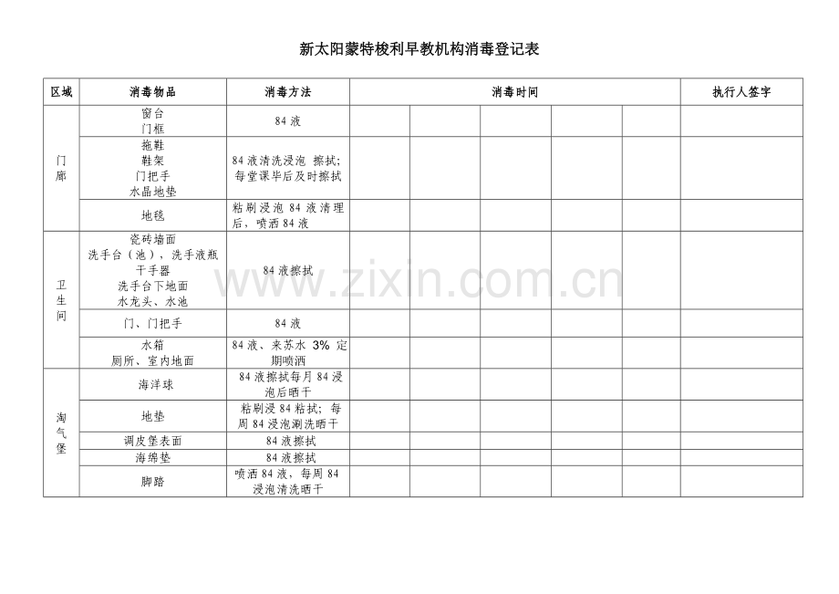 早教机构消毒记录表.doc_第1页